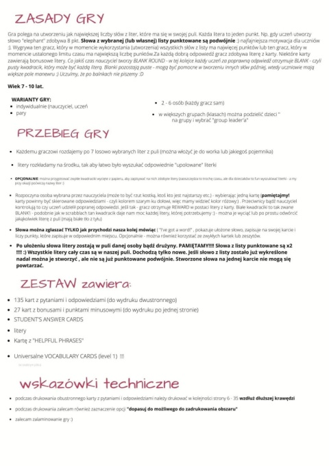 Gra językowa LETTER HUNT level 1 Gra językowa LETTER HUNT level 1