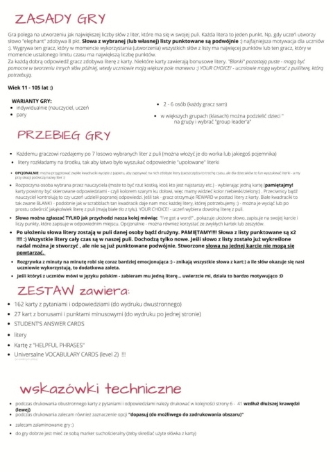 Gra językowa LETTER HUNT (level 2) egzamin ósmoklasisty Gra językowa LETTER HUNT (level 2) egzamin ósmoklasisty