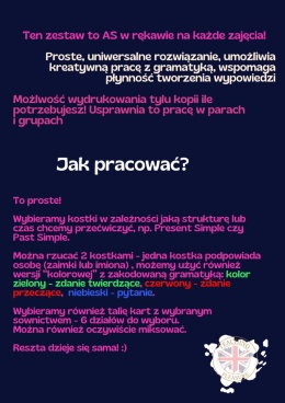 NICE DICE kostka gramatyczna + TeaChARDS VERBS karty - zestaw do ćwiczenia budowy zdań