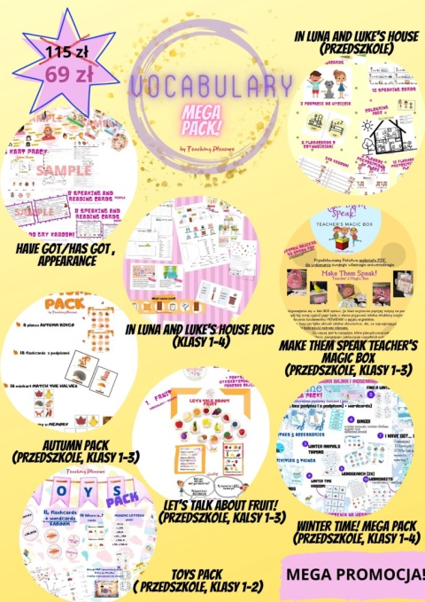 VOCABULARY MEGA PACK! (przedszkole, klasy 1-4) VOCABULARY MEGA PACK! (przedszkole, klasy 1-4)